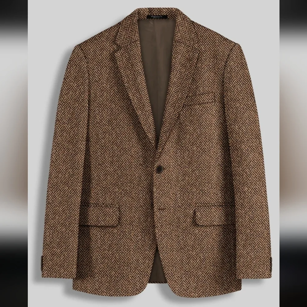 Harris Tweed Irish Brown Herringbone Jacket Blazer NWOT